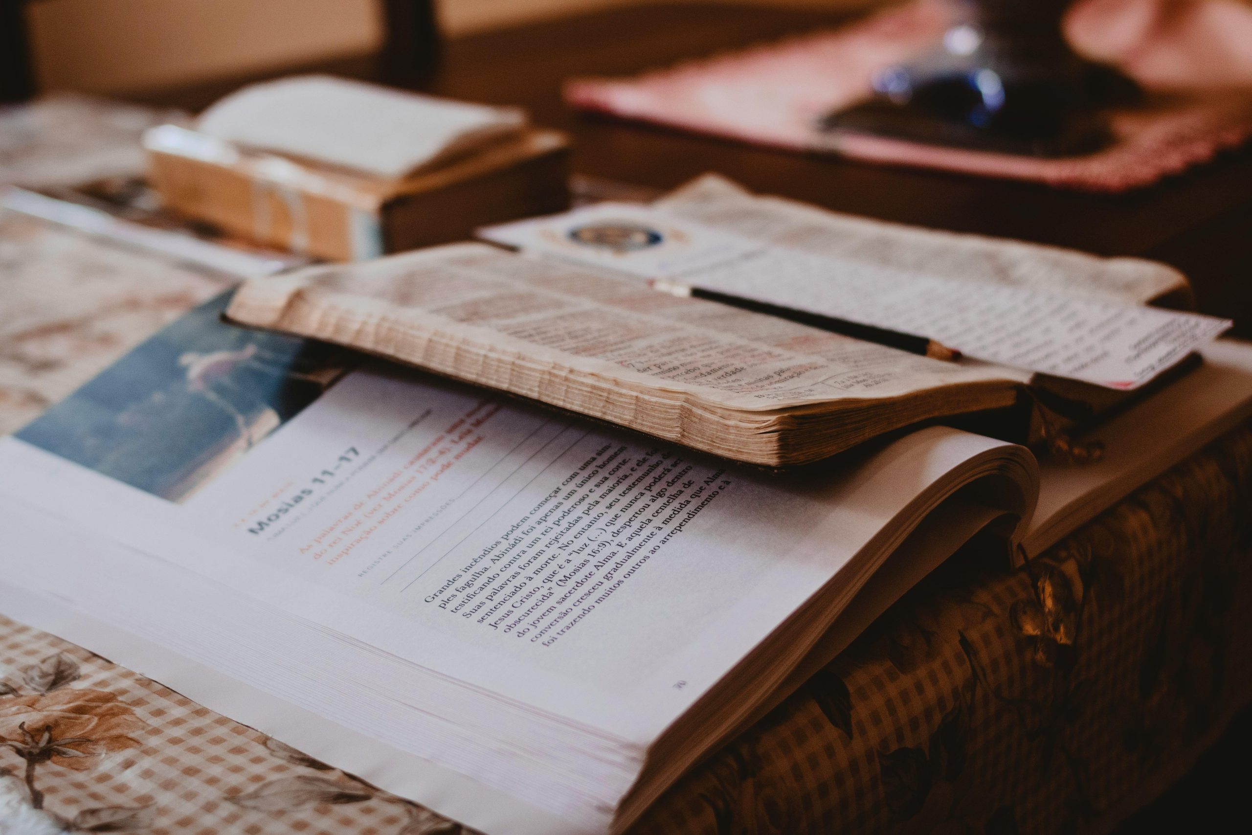 Journaling and learning materials on a table